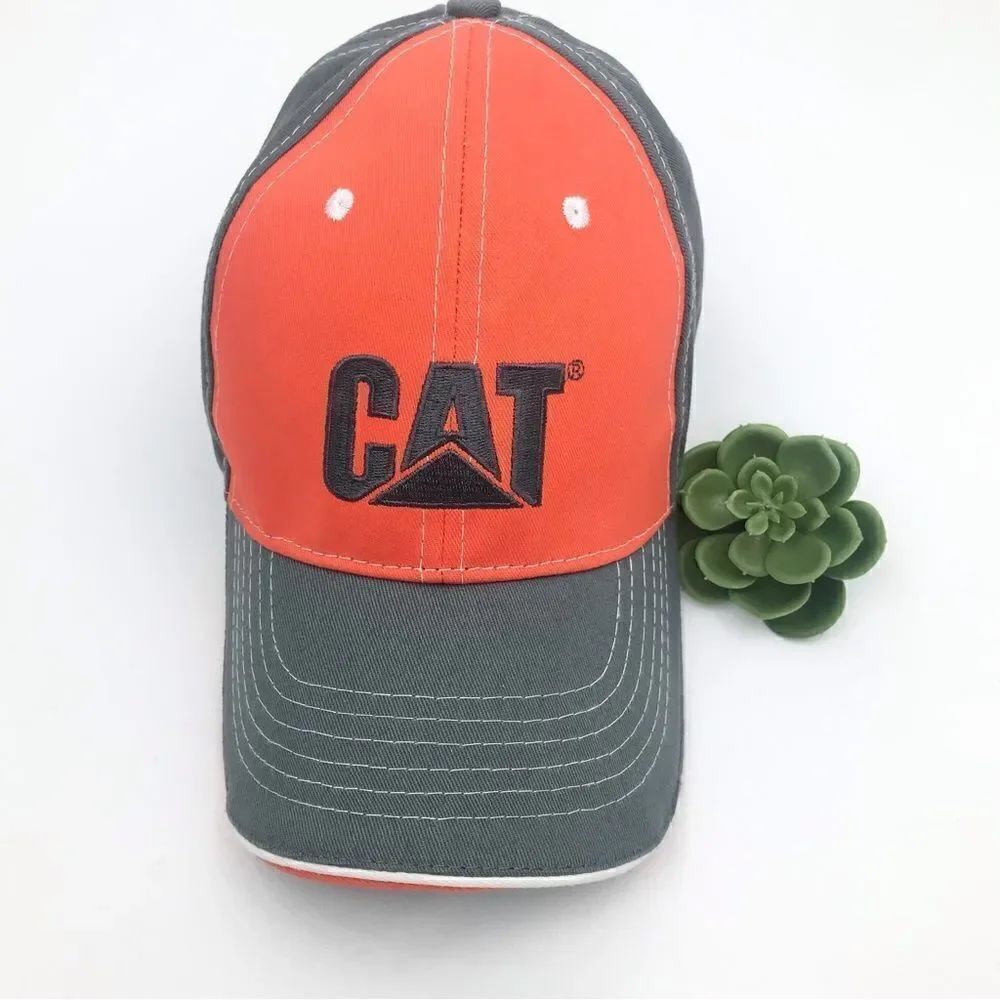 CAT Gray and Orange 6 Panel Ball Cap- NEW